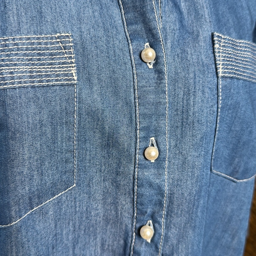 Given Kale Denim Shirt Pearl Button - Picture 3 of 7